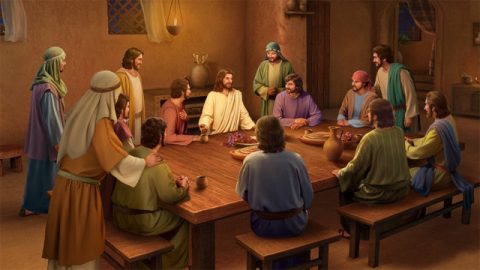 復活後にパンを食べ、聖句を説明するイエス